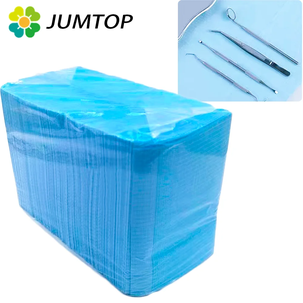 JUMTOP 125Pcs/Bag Dental Waterproof Medical Paper Table Pad Disposable Dental Bibs Set Permanent Makeup Tattoo Cleaning