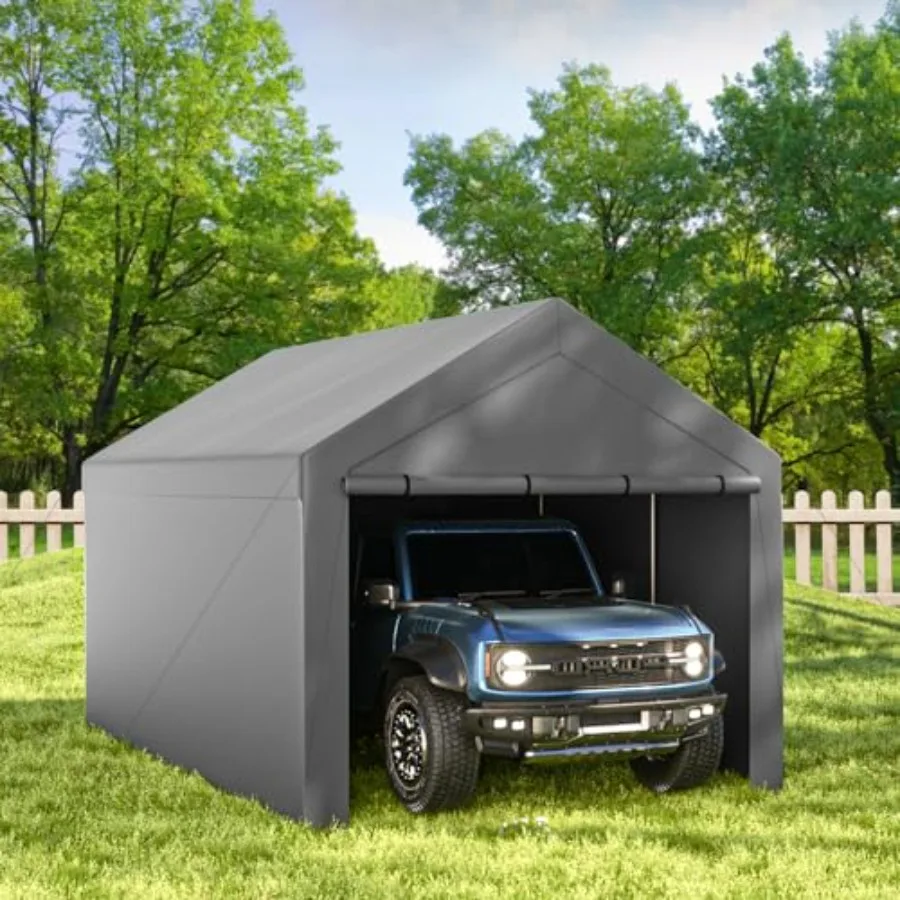 Carport 10x20ft Heavy Duty Canopy Storage Shed, Portable Garage Party Tent, Portable Garage with Removable Sidewalls and Doors