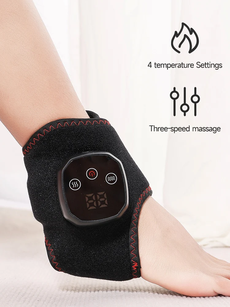 Newly designed ankle heating pad with massage function, 3-level heating vibration adjustable, rechargeable heating foot sheath