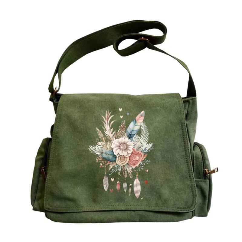 حقيبة كتف نسائية كلاسيكية حقيبة كروسبودي بوهو طباعة قماش حقيبة ساعي سعة كبيرة حقيبة نسائية يومية