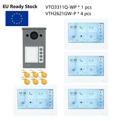 DH Multi-Language IP Video Intercom KIT,VTO3311Q-WP & VTH2621GW-P, P2P Cloud, Door bell 1, 2 ,4 buttons are adjustable