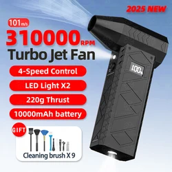 Mini Turbo Jet Fan,310000 RPM Mini Air Blower Handheld Electric Brushless Motor Violent Blower Wind Speed 101m/s Industrial Duct