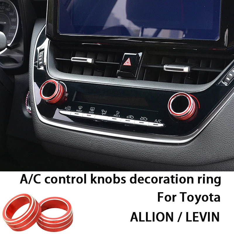 2pcs Car Dashboard A/C Control Knobs Decoration Ring Aluminum Alloy Trim Cover For Toyota ALLION LEVIN Interior Accessories