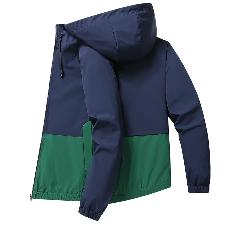 

Color Blocked Men's Spring Loose Jacket Casual Workwear Hooded Assault Suit Windproof Warm Mountaineering Suit Outdoor Jacket