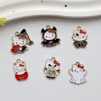 10pcs Mini Cute Kitty Metal Enamel Pendants Fashion Halloween Alloy Charms DIY Necklace Bracelet Earrings Jewelry Accessories
