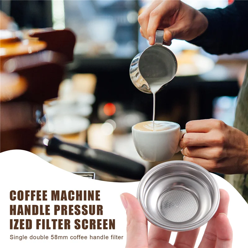 N02R-2PCS Stainless Steel 58Mm Coffee Tea Filter Basket For Espresso Coffee Machine Accessories Pressurized Powder Bowl