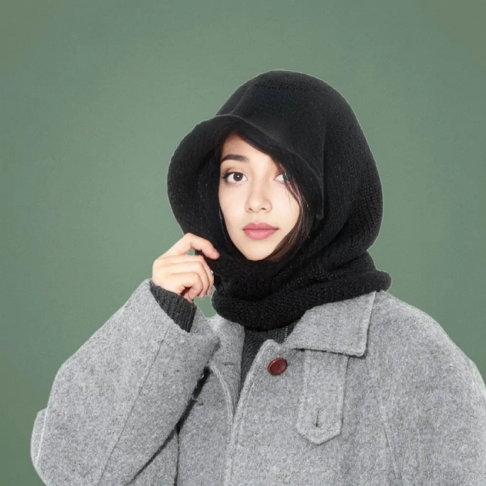 Cozy Knitted Thermal Hat Neck Cover Thick Windproof Winter Cap For Cycling Skiing Climbing Daily Commute Protection Gear