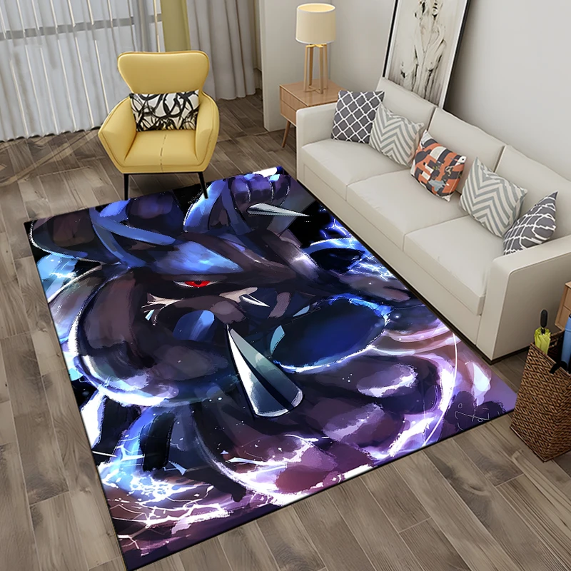 Pokemen Mega Lucario Area Rug,Carpet for Home Living Room Bedroom Sofa Doormat Kitchen Decor,Non-slip Floor Mat  Alfombras