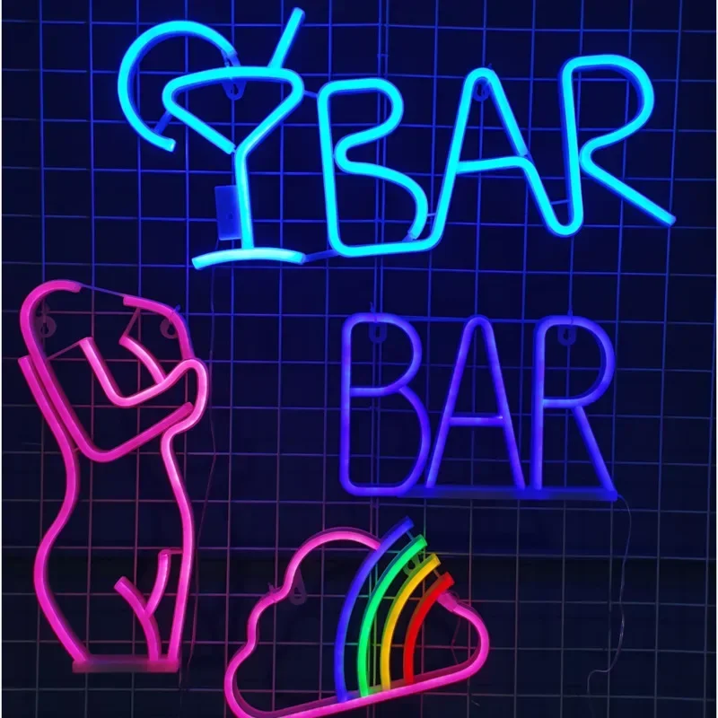 LED Bar Decor Neon Milk Tea Shop Wall Luminous Creative Boards Heartfelt Girl's Room Ambiance Stylish LED Sign Bright