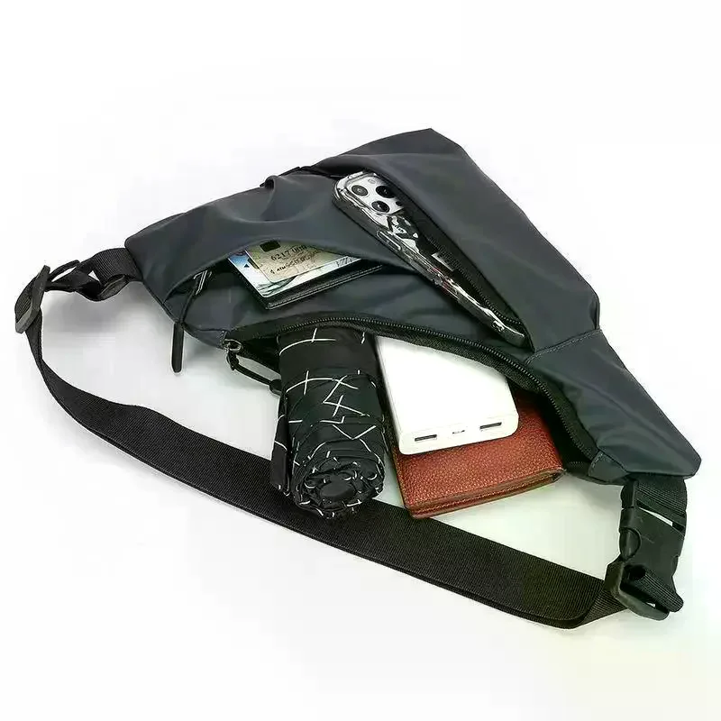 Waterproof Black Sling Chest Bag Adjustable Strap Multiple Pockets Perfect For Daily Commute Travel Hiking