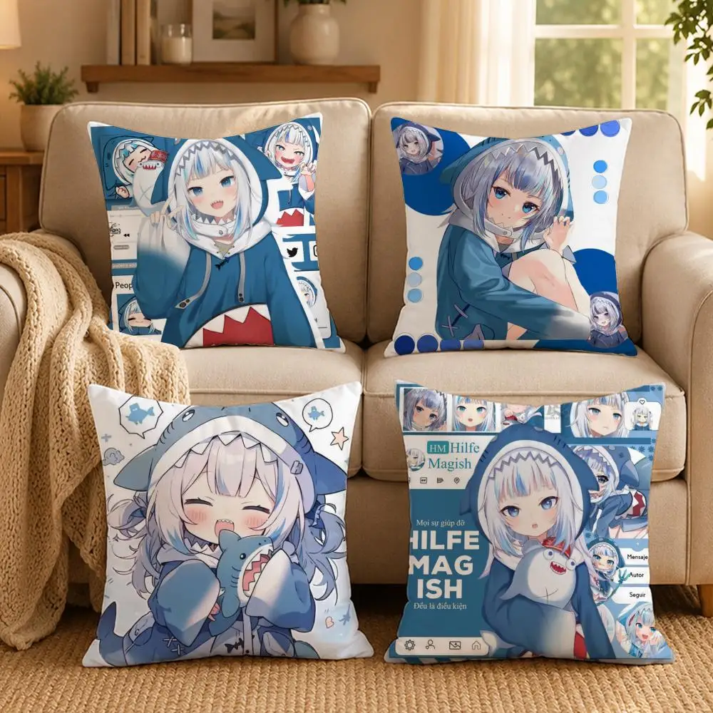 Чехол для подушки Vtuber G-Gawr GuraS с двусторонним принтом, гипоаллергенный, защита от пылевых клещей