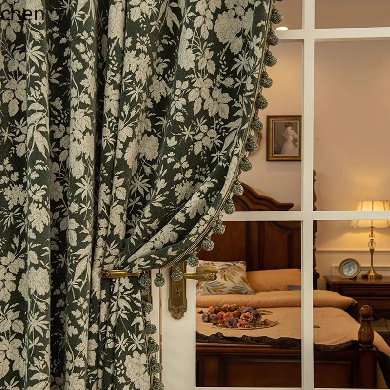 

Custom LXC Retro Curtains Custom Yarn-Dyed Jacquard Bedroom Blackout Living Room High-End Feel