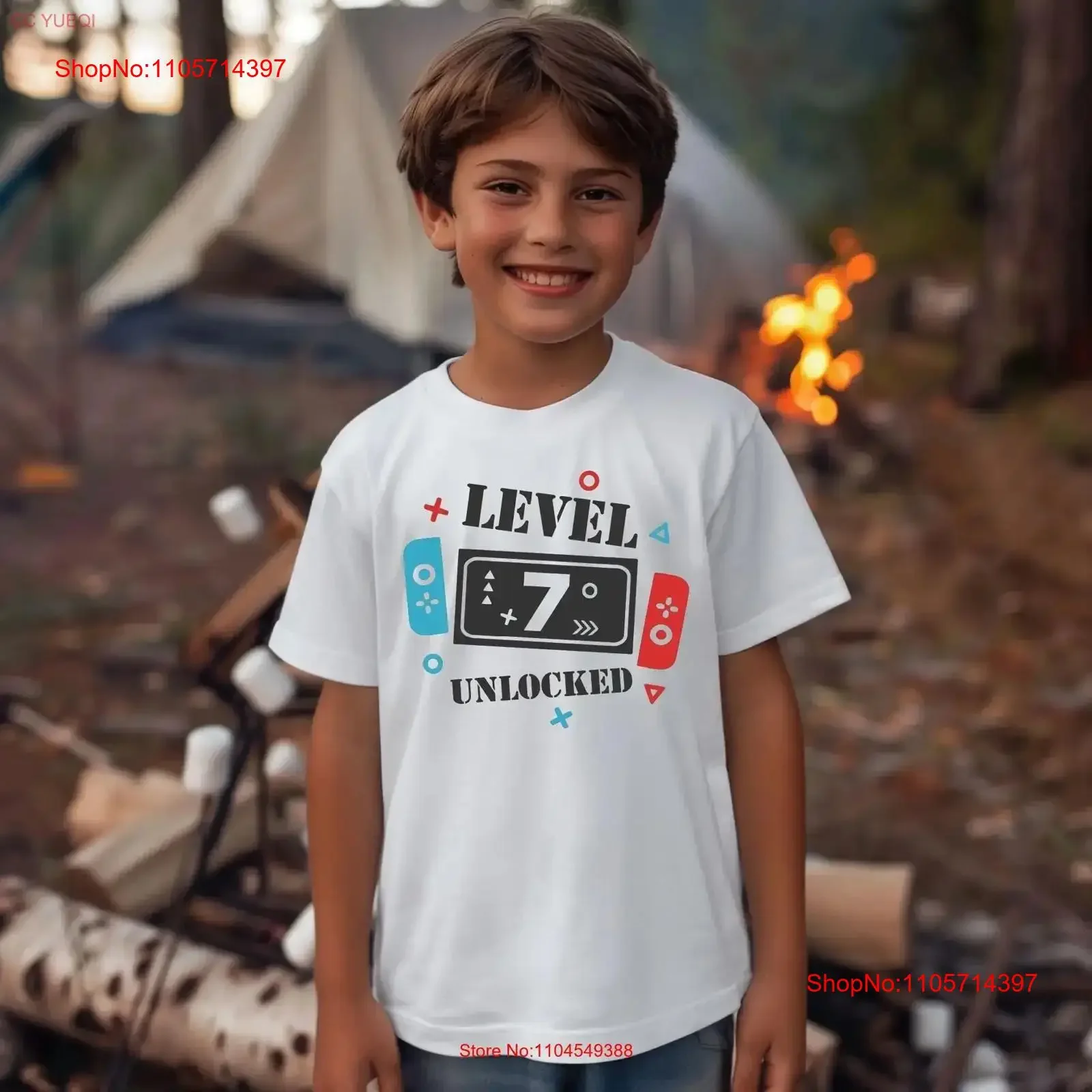 Level 7 Unlocked Birthday T Shirt 7th Boy Gamer years Old Funny Kids vintage Washed Stretched Casual homme Comfortable