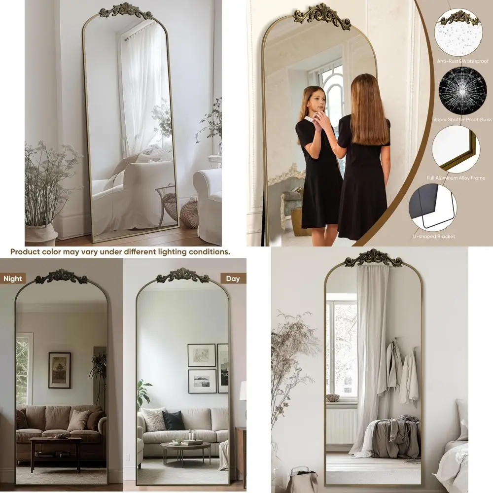 Large Floor Standing Mirror Full Length 65x24 Inches Carved Design for Home Decor Wall Mirrors