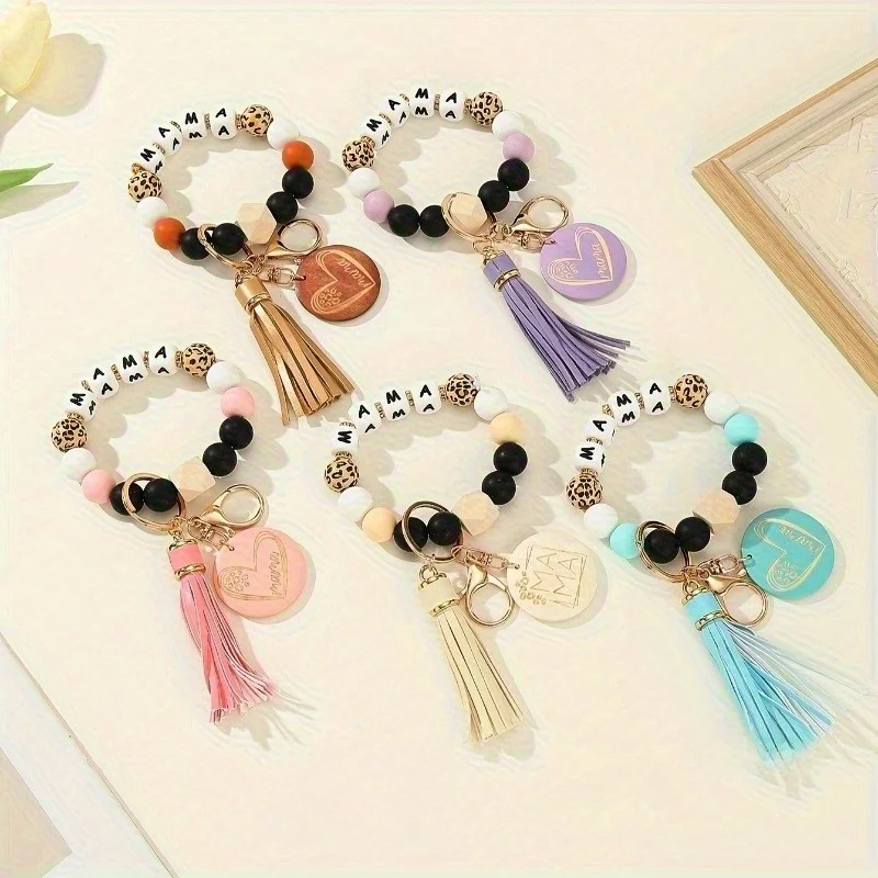 

Silicone Bead Keychain Car Bag Decoration Women's Fashionable Keychain Fresh Sweet and Cute Style