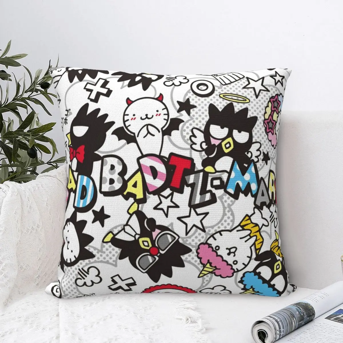 Cute Cartoon Penguin Bad Badtz Maru Pillow Cases Sanrio Cushion Cover Fashion Zippered Decorative Pillowcase for Car 45*45cm