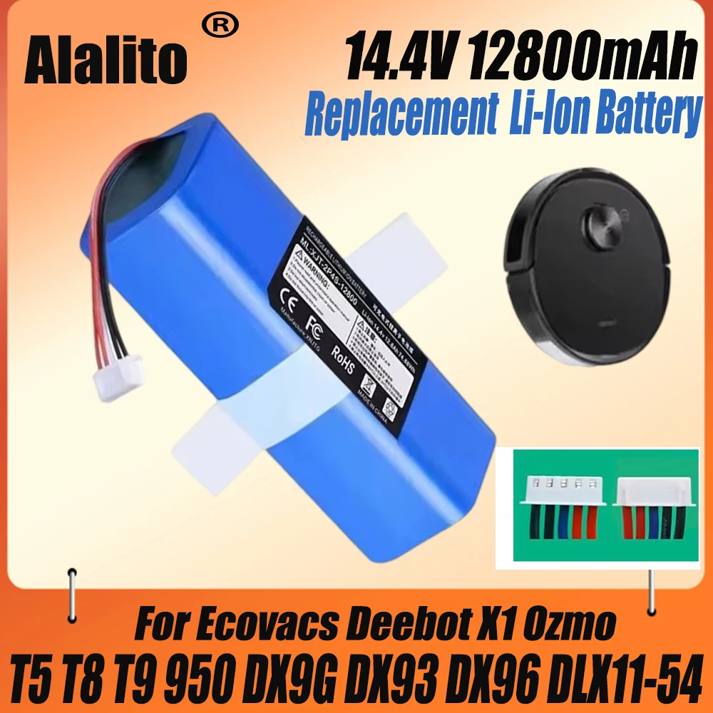 14,4 В 12800 мАч робот-пылесос подметальная машина аккумуляторы для Ecovacs Deebot X1 Ozmo T5 T8 T9 950 DX9G DX93 DX96 DLX11-54
