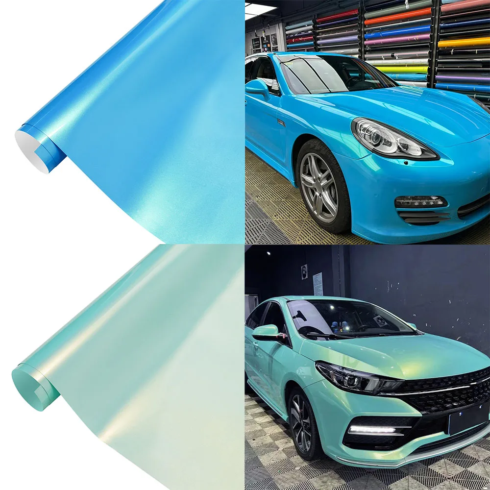 Auto-Aufkleber Irisierender Korallen-Vinyl-Folienüberzug Wasserdichte Selbstklebende Folie für Auto- und Motorrad-Tuning & Schutz