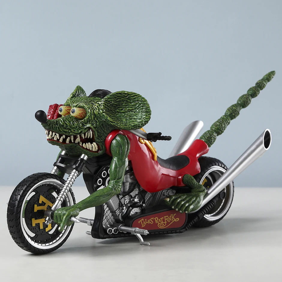 쥐 핑크 오토바이 액션 피규어 입상 소장품 PVC 모델 데스크탑 장식 장난감 35cm/13.77inch