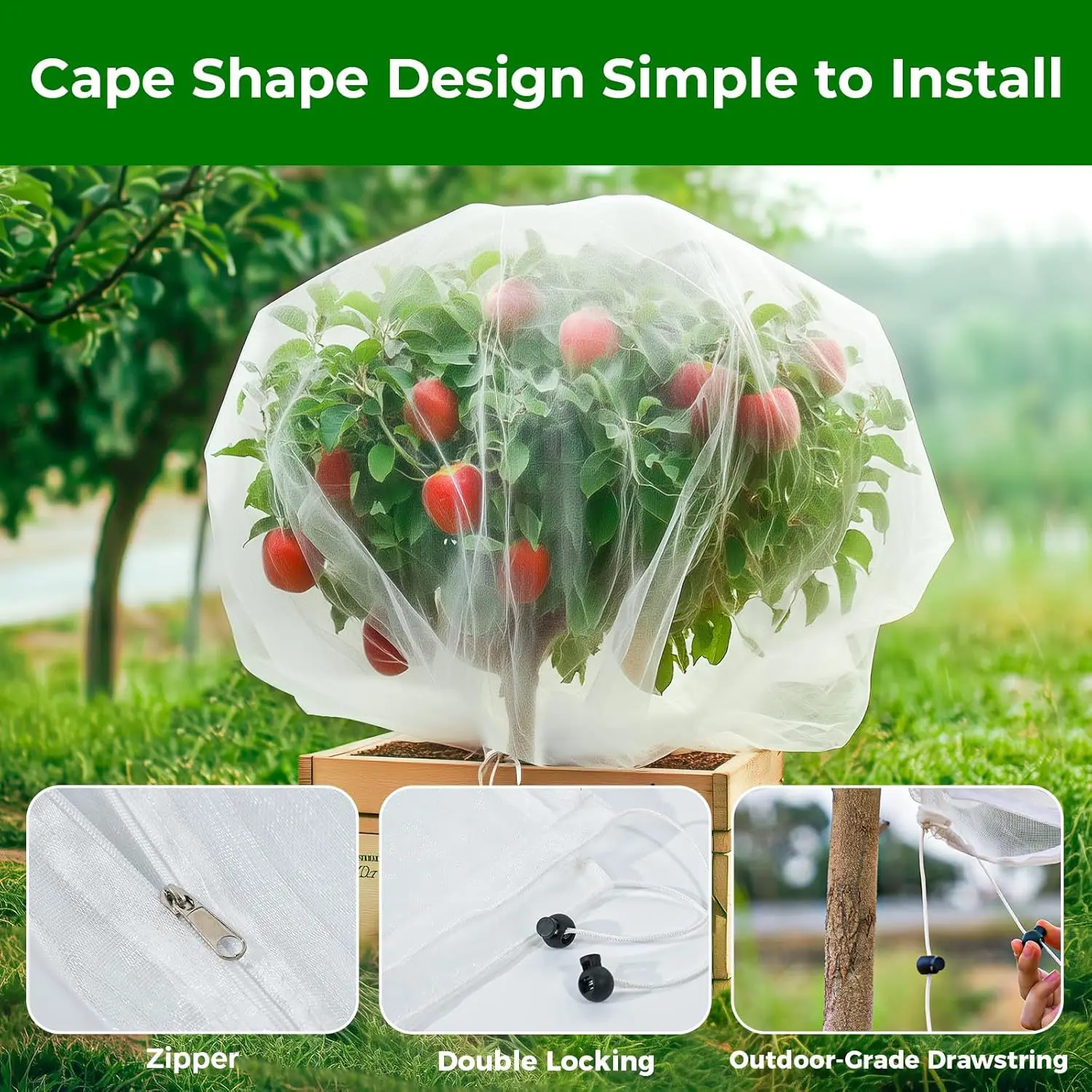 Zip Drawstring Plant Insect Screen Cover Pest Control Plant Protection Fruit Tree Protective Netting Lightweight Mesh
