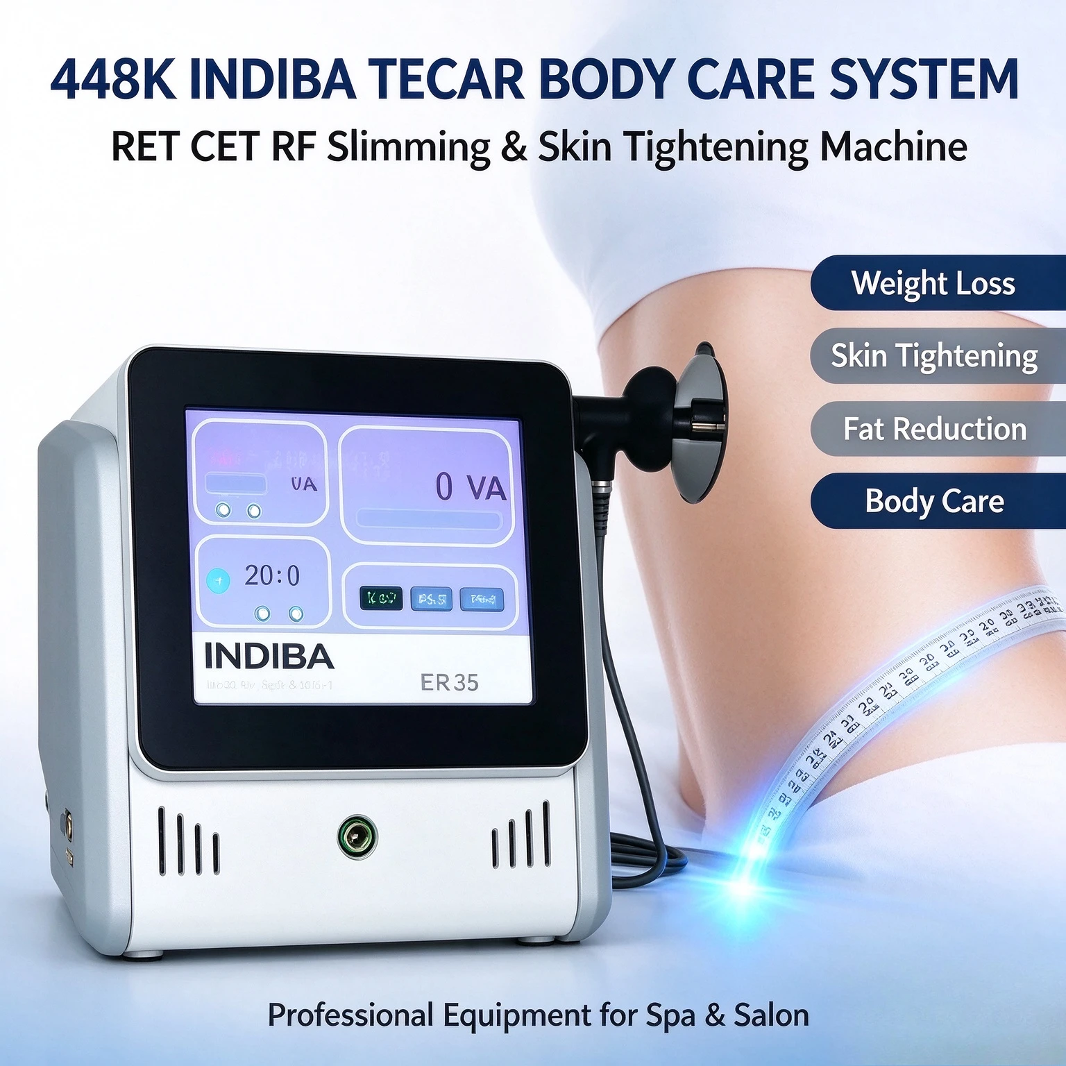2026 Newest INDIBA 448K TECAR Body Care System, RET CET RF Weight Loss Machine, 448KHz INDIBA for Spa and Salon Use