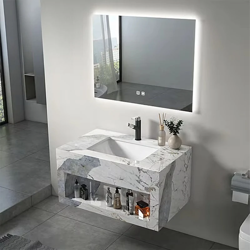 Modern Undermount Ceramic Basin Factory Sale Build-in Niche Silk Slab Stone Wash Basin for Home and Hotel Use