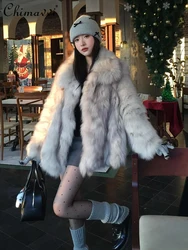 2024 Winter New Fashion Fur Integrated Coat Women's Mid-length Fox Fur Loose Long-sleeved Temperament Warm Faux Fur Jackets