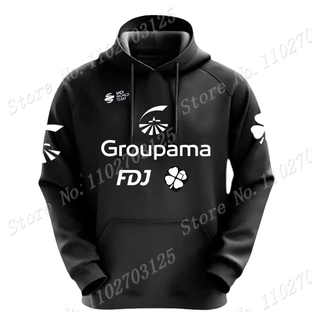 2024 Dark Blue FDJ Team Hoodie France Men Casual Sweatshirt Autumn Winter Hoodies Cycling Clothing Hoody Streetwear Sportswear image 2