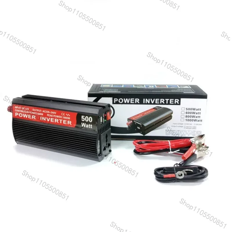 500W Black Household Power Inverter Universal Triple Socket USB Output DC12V to AC220V Converter