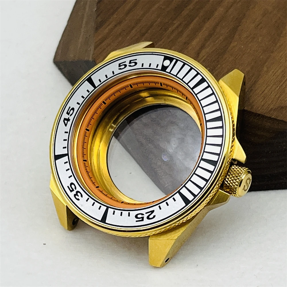 44Mm Srpe Samurai King Horloge Case Fit Voor Nh34 Nh35 Nh36 4r35 7S Beweging Saffier Glas Mannen Duiken Goud Samurai Horloge Gevallen