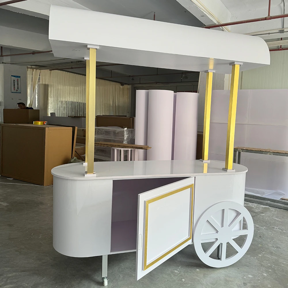 PVC Acrylic Candy Dessert Car on Wheels, Party Festival Celebration Leisure Event Background Wedding
