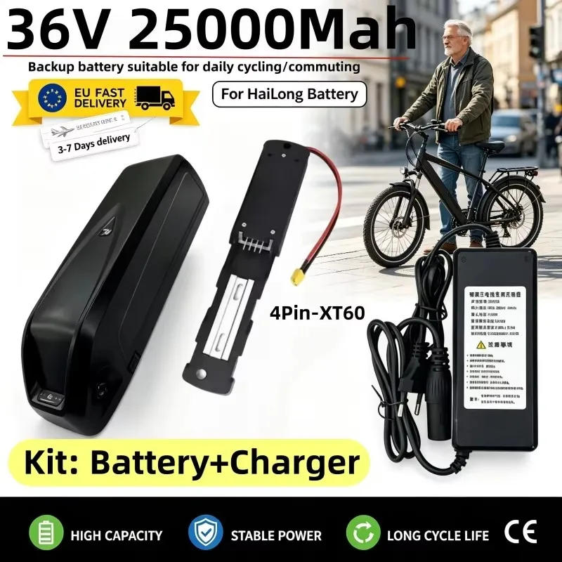 Batteria Hailong 100% originale, 48V 36V 20Ah 30Ah 40Ah, pacco batteria al litio a ricarica rapida per e-bike, utilizzabile con motori ad alta potenza Octagonal BBS02 BBS03 BBSHD