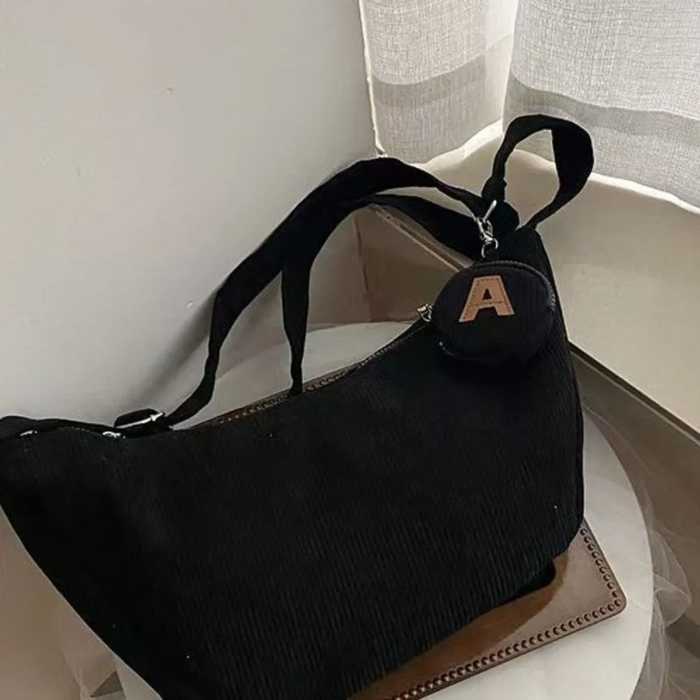 

Large Capacity Women Crossbody Bag Solid Color Versatile Corduroy Shoulder Bag Fashion Dumpling Bag Leisure Armpit Bag Shopping