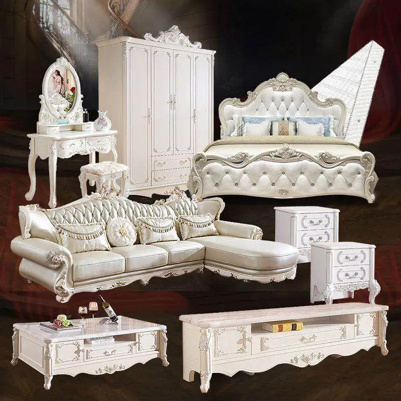 Designs White Bed Double 180X200 Storage Nordic Modern Complete Bedroom Furniture Set Modern Dormitorio Completo Furniture Home