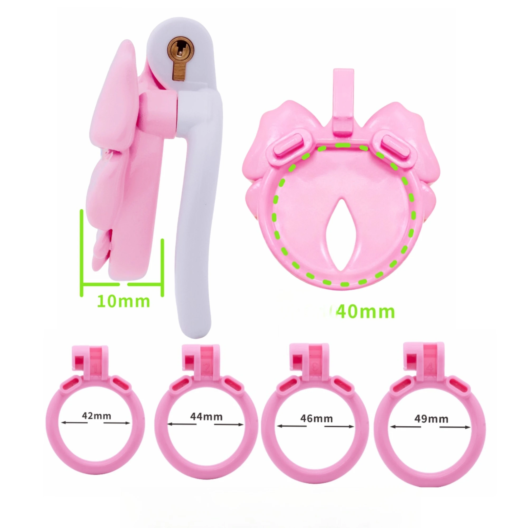 الرجال الوردي القوس شقة العفة قفص إيجابي/السلبي قفص الديك سيسي الإحليل العفة مثلي الجنس SM مثير لعب للرجال حزام العفة الرجال