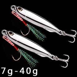 Leurres de pêche galvanisés avec hameçons, gabarits en métal cuillère, accessoires d'appât, erel et bar, argent, 7g, 10g, 15g, 20g, 30g, 40g, 1 pièce