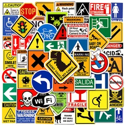 50/100Pcs Cool Warning Sign Stickers for Luggage Laptop Guitar Skateboard Waterproof Graffiti Bicycle Car Sticker Decals