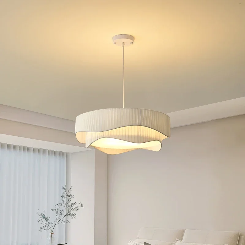 

MandosBor Modern Pendant Chandelier Light LED Creativity Vintage Pleats White Hanging Lamp For Home Dining Room Bedroom