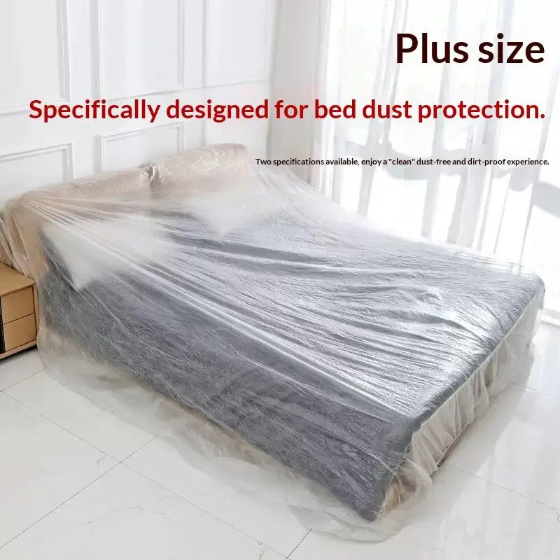 5Pcs Transparent Disposable Bed Dust Cover Waterproof Thick Plastic Furniture Protection Easy Application Elastic Edges