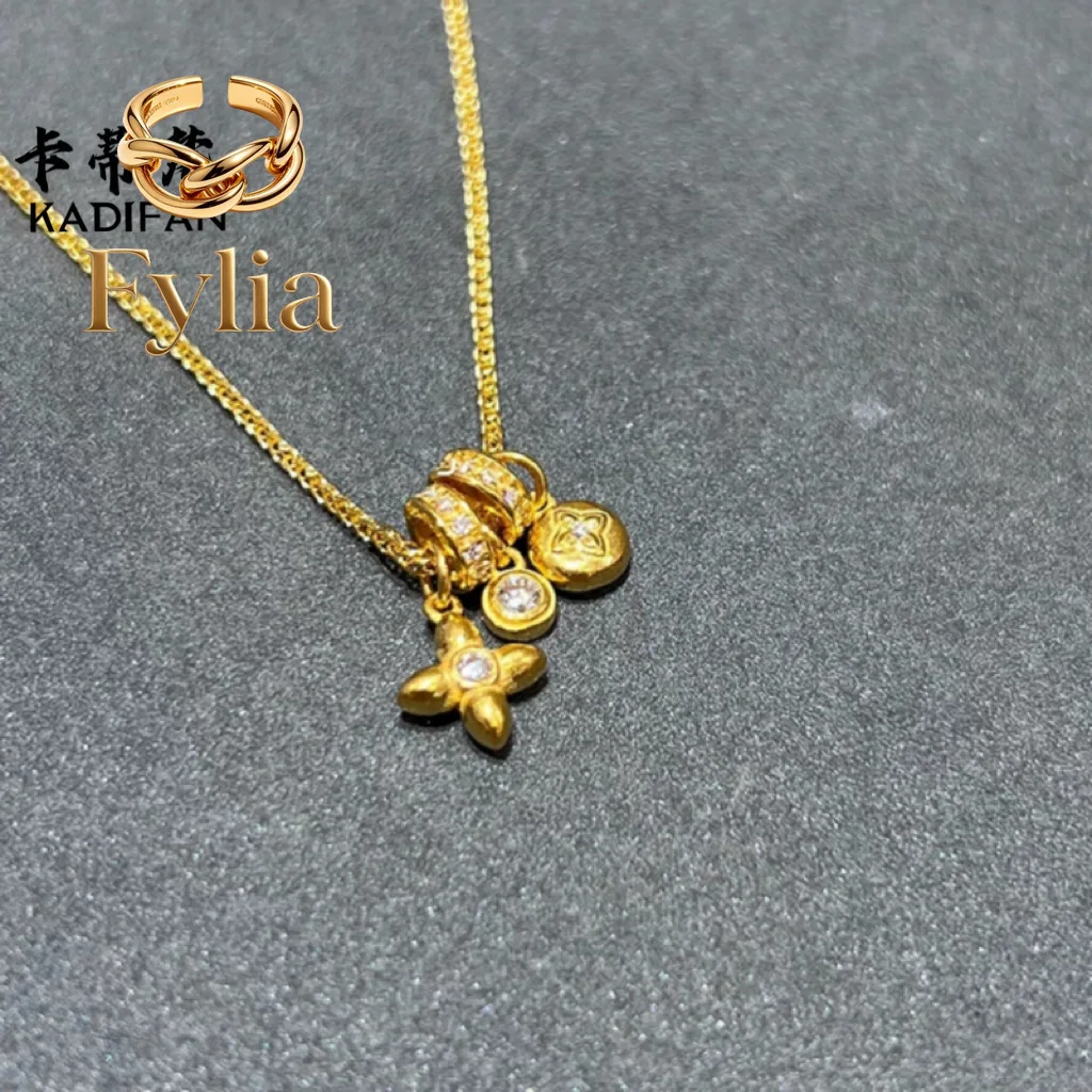 Fylia Jewelry   9999 24K real gold hot star necklace for women niche light luxury high-end golden necklace gift for girlfriend