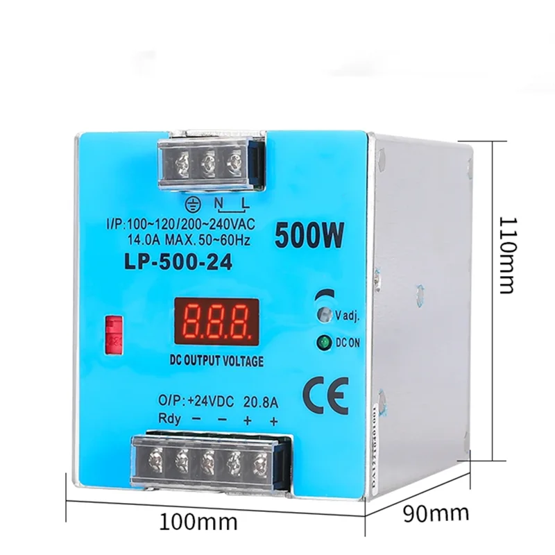 24V 12V Digital Display Switching Power Supply 500W Mini size Din Rail Single Output  100-240V input LP.500W Power Suppliers