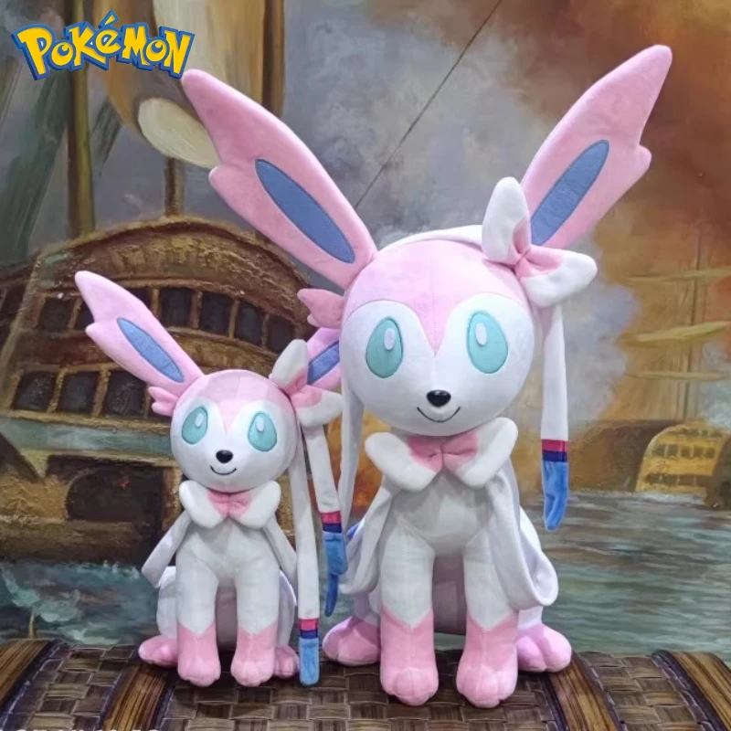 Peluche Pokemon Sylveon 55CM, dessin animé, ornement Kawaii, poupée douce et confortable, jouet pour enfants, cadeau