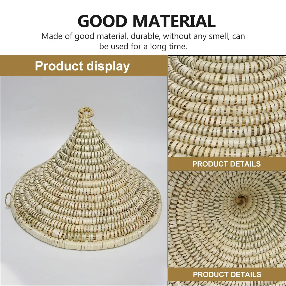 

1pc Straw Weaving Pot Cover Beige Handmade Straw Hat Decor For Home Lampshade Room Decoration Unique Stylish Woven Decorative