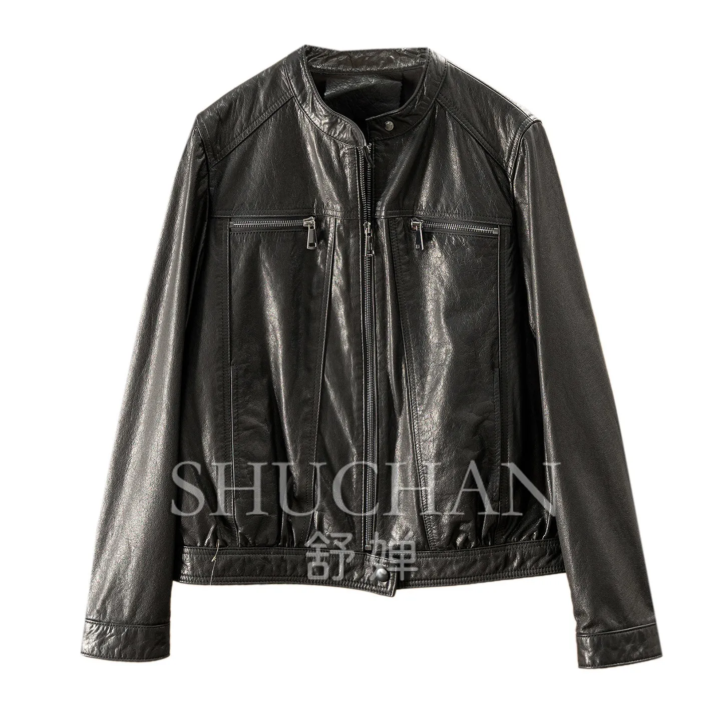 Locomotive Wind Law Cabinet Light Luxury Oil Wax First Layer Cowhide Leather Jacket Short Jacket E319