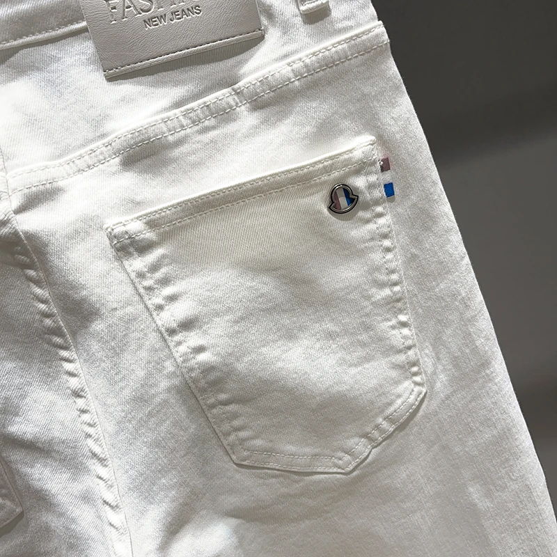 مصمم الأزياء Y2knew الجينز الصفر غسل الحنين تمتد سليم صالح مثقب التصحيح الأبيض الرجال الجينز الرجعية السراويل hombre #6