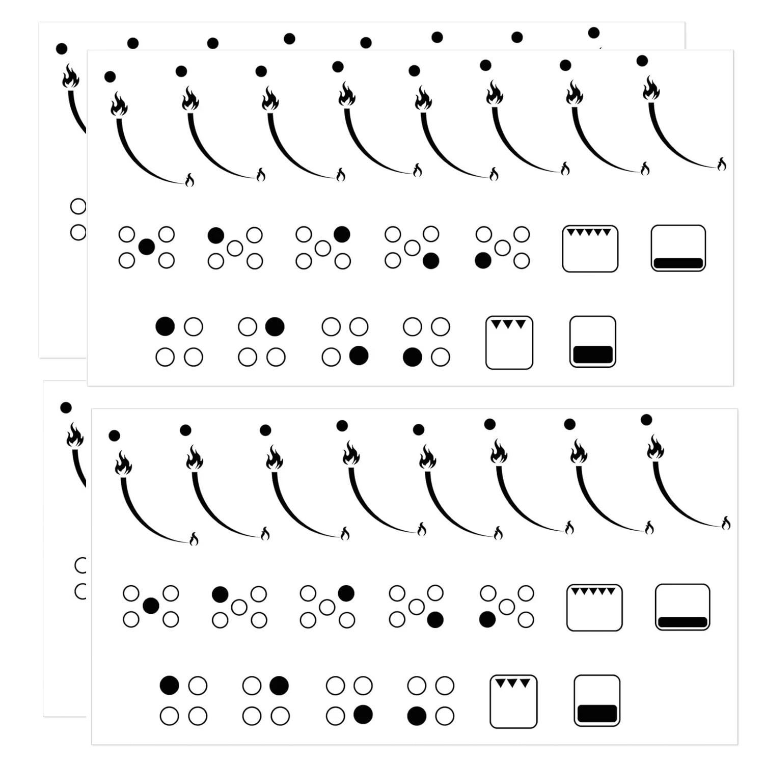 4pcs Flame Indicating Stickers Flame Indicators Ring Stove Labels Oven Replacement Adhesive knob Symbols Cooktop Hob Cooker