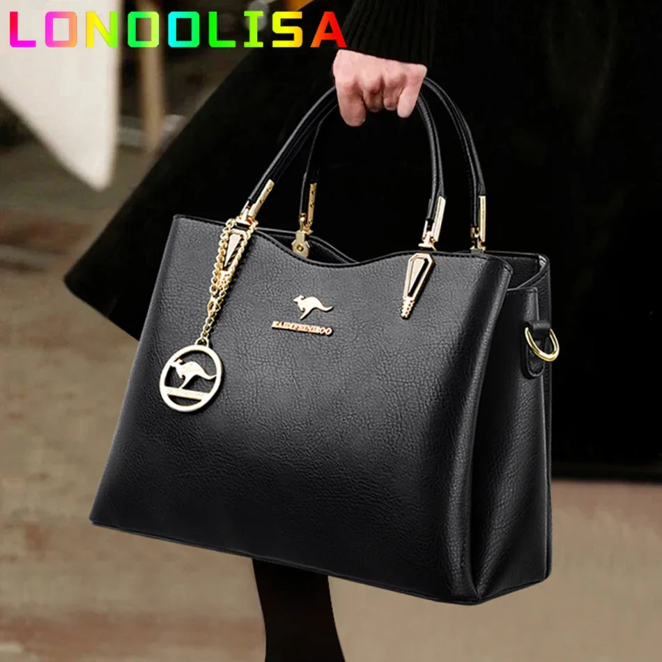 Luxury Soft Leather Handbag Women's Bag 2024 Trend Designer 3 Layers Shoulder Crossbody Sac Ladies Large Capacity Messenger Tote