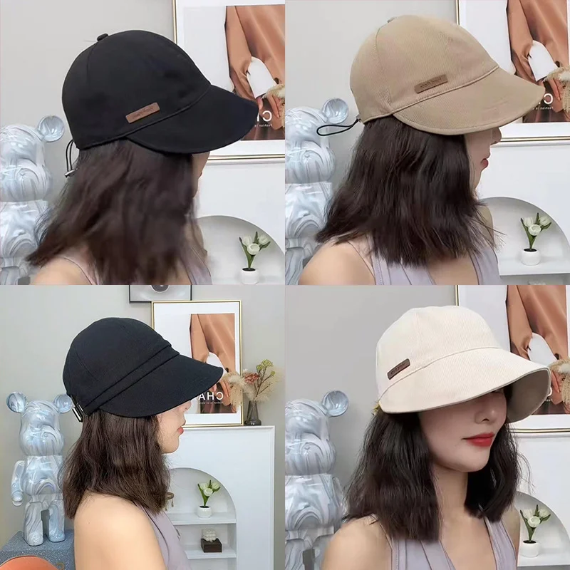 New Women Foldable Sunhat Summer Outdoor Beach Fisherman Hat Sunscreen UV Protection Cap Adjustable Cotton Wide Brim Bucket Caps