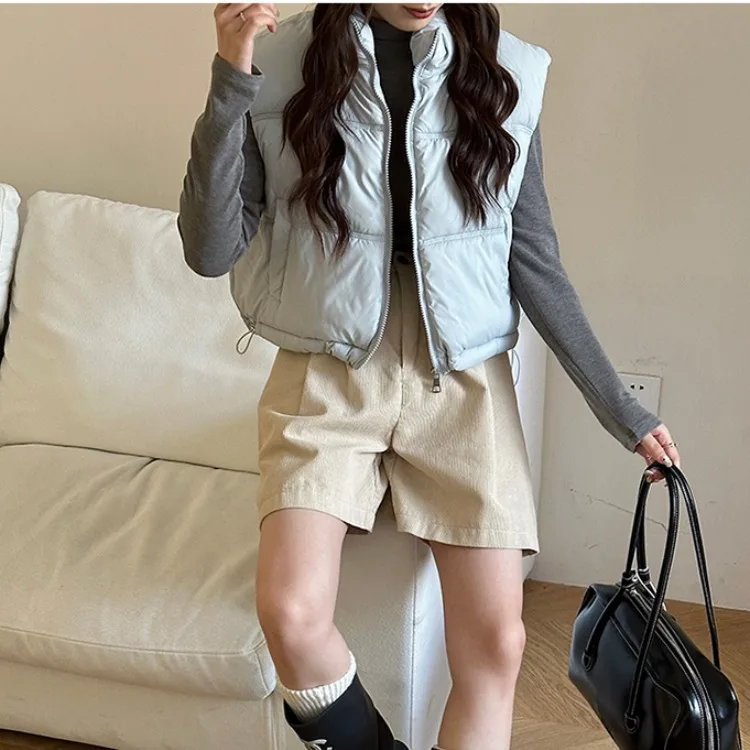 

Женский пуховый хлопковый жилет ort Pure Color, осень-зима 2022, новый корейский топ простого дизайна, хлопковый топ-джат