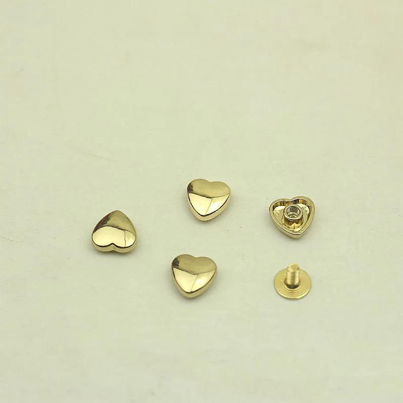 50Pcs 10mm Love Heart Rivet Screw Bag Clothes Hardware Handbag Decorative Studs Button Nail Metal Buckles DIY Accessories